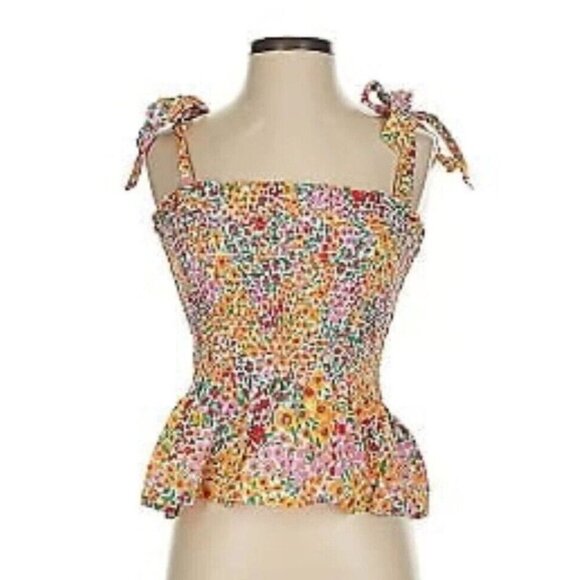 J.Crew Smocked Floral Crop Top Size Large- Cottagecore - Picture 10 of 11
